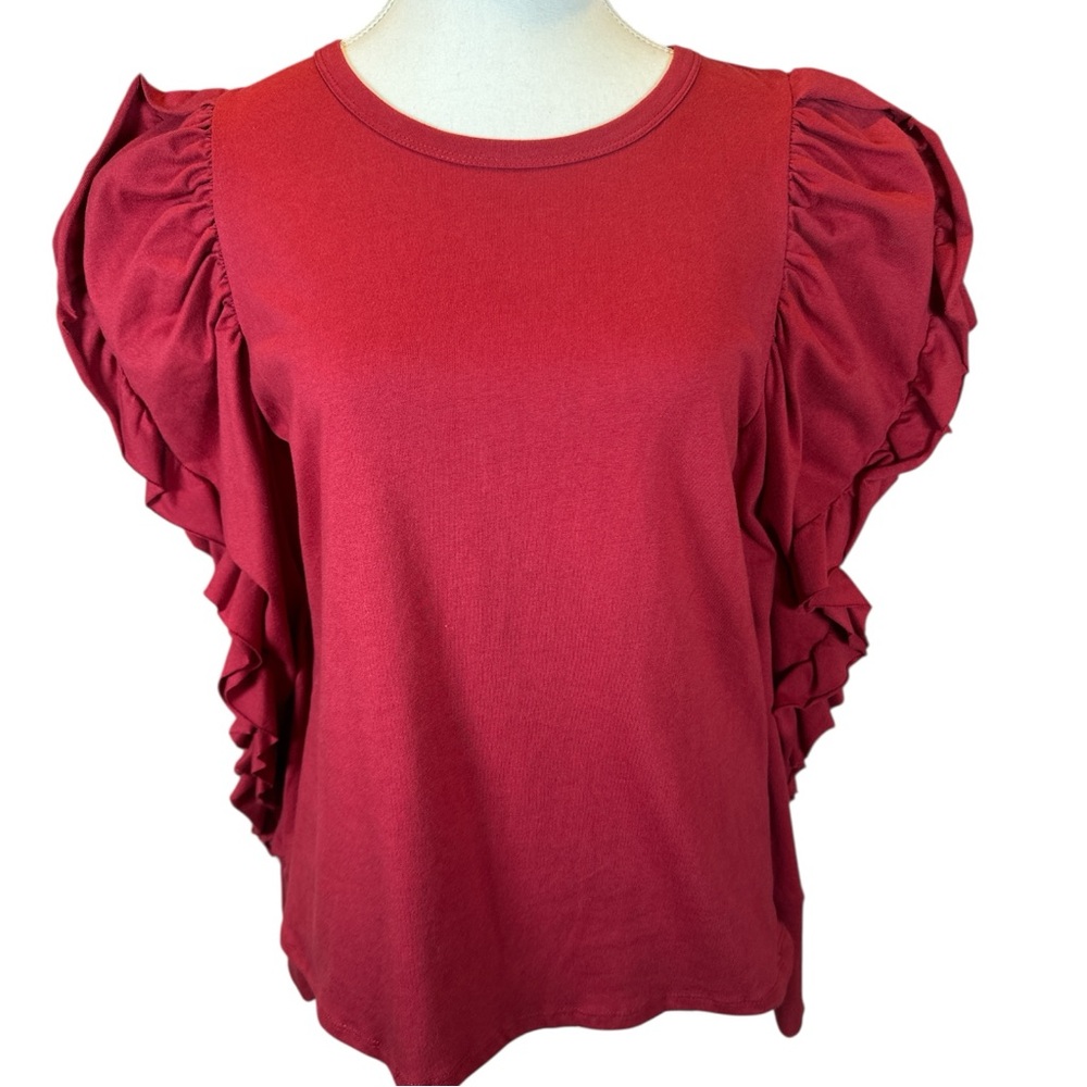 MINA COLLECTION NWOT Women's Ruffled Red Top